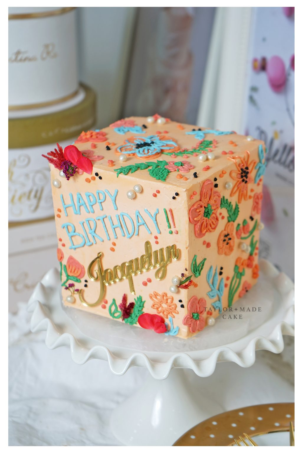 Floral Cube Cake
