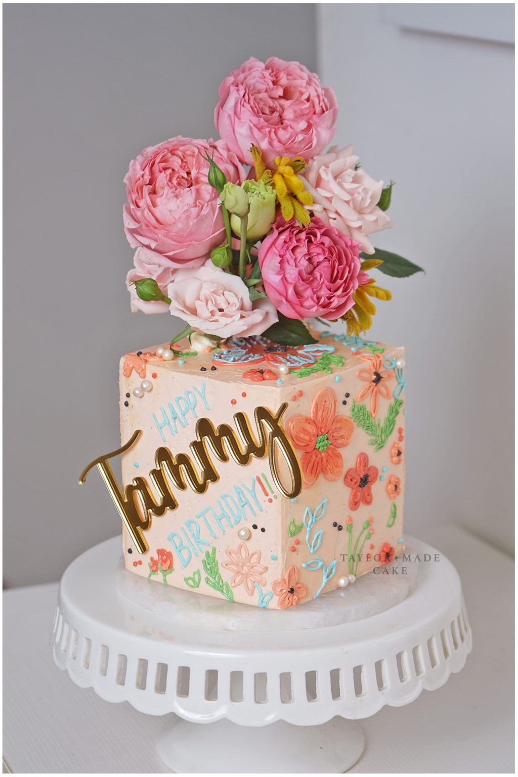 Floral Cube Cake