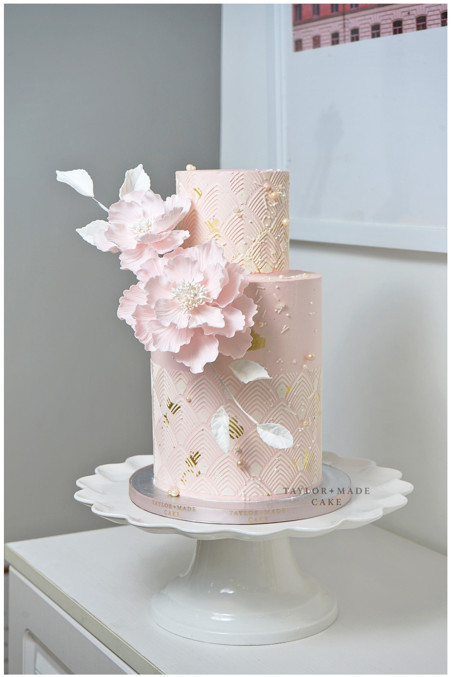 Rosy Pink Wedding Cake