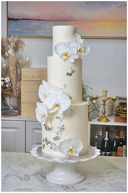 orchid wedding cake